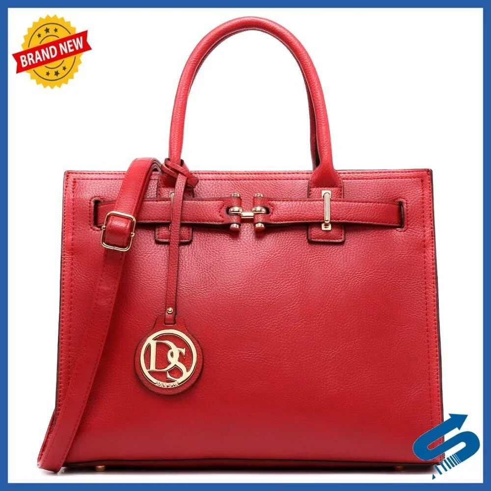Large Pebbled Vegan Leather Satchel Tote with Long Strap and Zipper Pocket